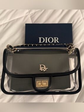 Clear Concert/Stadium bag with Black Trim and Gold Hardware